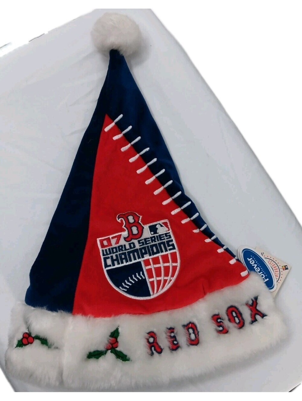 Bowton Red Sox '07 World Series Champs Santa Hat Adult Plush MLB Team FoCo NWT